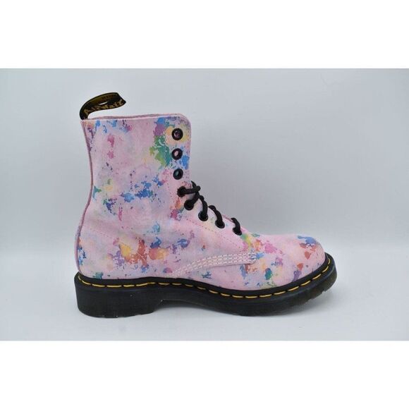 Dr Martens 1460 Womens Size 7 Pascal Pink Floral Rainbow Leather Combat Boots - Picture 6 of 11